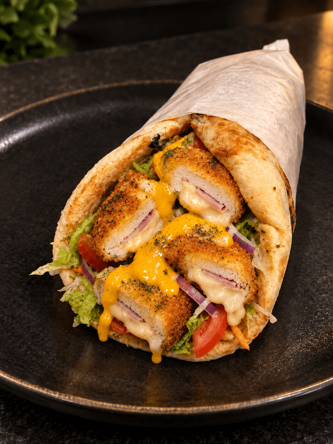 Maxi sandwich cheese naan cordon bleu